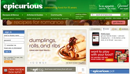 Epicurious.com Recipe Web Sites