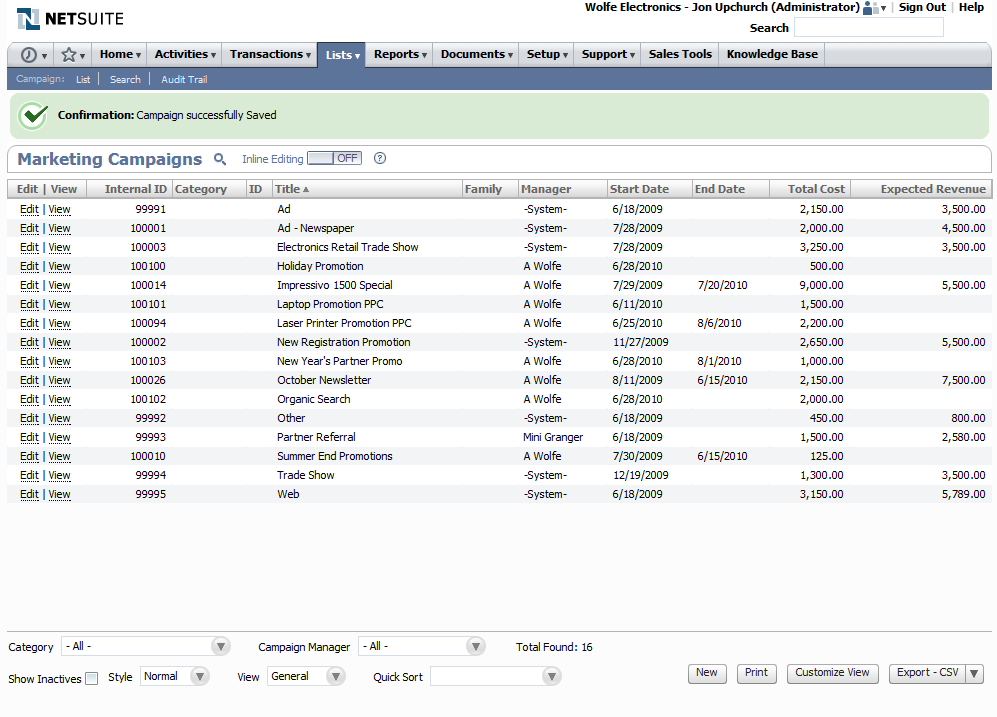 Manage MultiChannel Marketing Campaigns with NetSuite CRM
