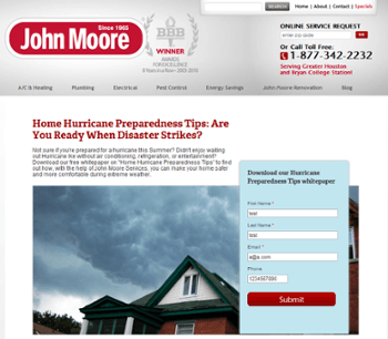 John Moore Services landing page