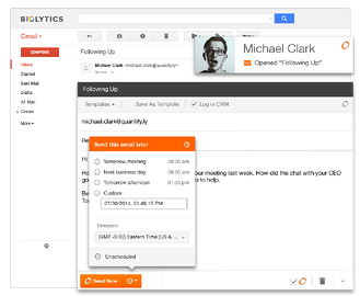 Use HubSpot's sidekick to schedule emails