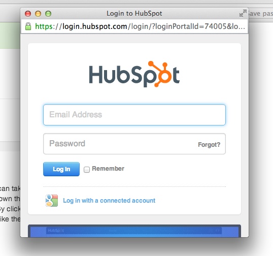 Login to HubSpot to authenticate your portal