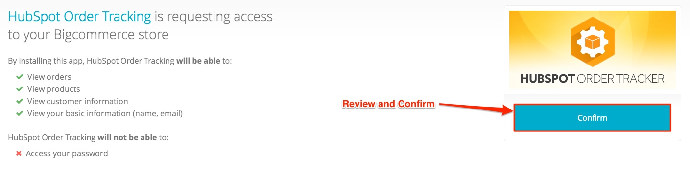 Confirm access to your Bigcommerce orders
