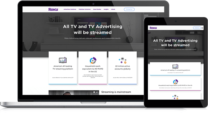 Great Website Design Helps Roku Clients Understand Their Advertising Service Offerings