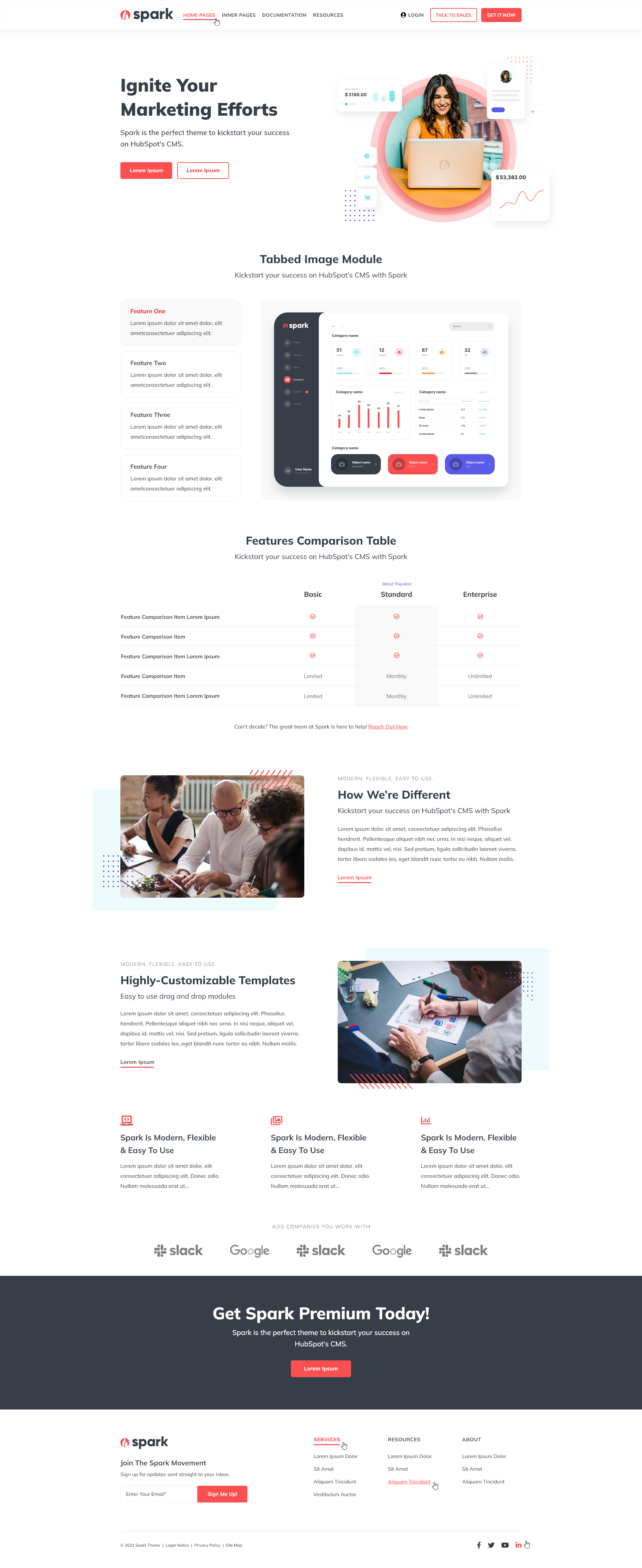 Spark Premium allows you to choose the home page look and feel that suits your business